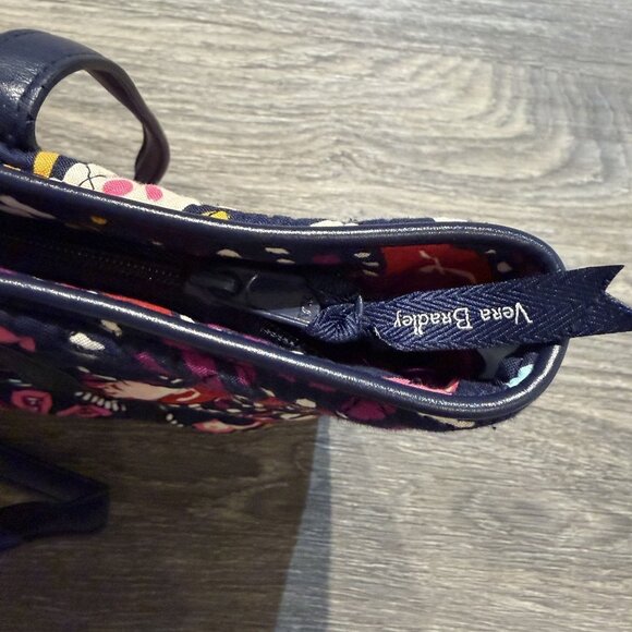 Vera Bradley Trimmed Traveler Tote Bag Purse Painted Paisley Multi Navy Zip Top - Picture 9 of 11